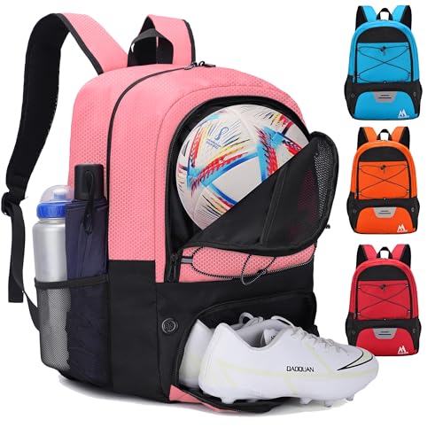 Hsmihair Soccer Bag-Soccer Backpack&Backpack for & Football Volleyball & Basketball,with Ball Compartment and Separate Cleat - color: Light Pink