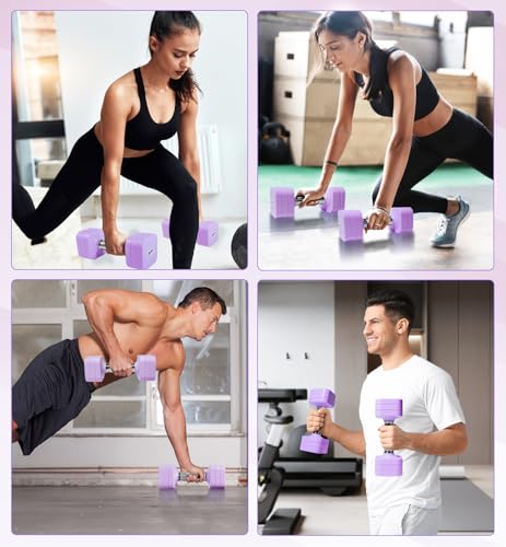 15LB 20LB 30LB 40LB 50LB Adjustable Dumbbell Set Free Weights Dumbbells Set for Women Men Hand Weights Sets Adjust Dumbbell Weight Sets for Home Gym Exercise Workout Strength Training Equipments - color: Purple