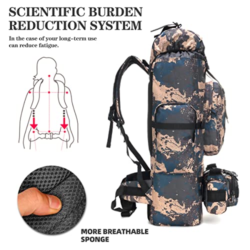 100L Camping Hiking Backpack,Molle military Tactical rucksack backpack,Waterproof Lightweight Hiking Backpack - color: Bluecp