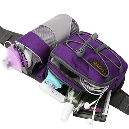 Waist Pack with Water Bottle Holder for Running Walking Hiking Fanny Pack Hydration Belt - color: Purple