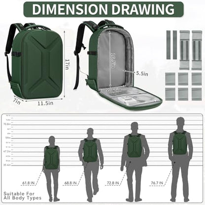Camera Backpack, Hardshell DSLR Photography Camera Bag with Rain Cover, Waterproof Hard Shell Camera Case with Tripod Holder & 15.6" Laptop Compartment Compatible with Canon/Nikon/Sony/DJI Mavic Drone - color: Green