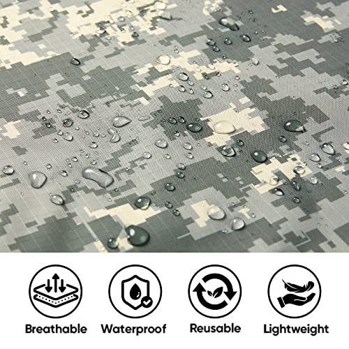 PTEROMY 3-in-1 Hooded Rain Poncho for Adult with Pocket, Waterproof Lightweight Unisex Raincoat for Hiking Camping Emergency - color: Green Digi Camo