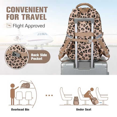 Bevalsa Backpack for Girls 3PCS Teen Girls Backpack for School with Lunch Bag Pencil Case Brown Cute Kids Laptop Backpacks Bookbag for Elementary Middle High School College Student (Leopard) - color: Brown Leopard