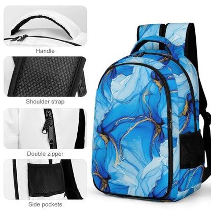Carry On Anti Theft Laptop Backpack Trippy Tie Dye Blue, Large Sturdy Travel Bag with Multi Compartments for Business Weekender Hiking - color: Pattern (260)