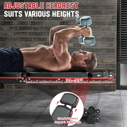 XDDIAS Workout Bench, Adjustable Weight Bench with Leg Extension and Leg Curl, Extended Headrest, 900LBS Preacher Curl Bench Incline Decline Flat Workout Bench for Home Gym Full Body Exercise - color: Black+Glossy