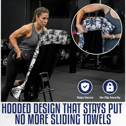 CHEEKY WINX Hooded Microfiber Gym Towel – Highly Absorbent Car Seat Towel with Carry Bag – Double-Sided Sweat Towel, Reversible, Quick Dry & Sand-Resistant Fabric, Palm Trees, 130 x 60cm - color: Palm Trees