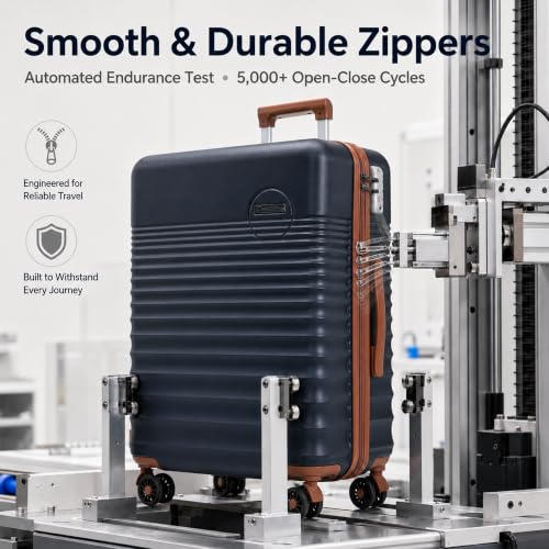 CONCEPTEN Luggage Sets 5 Piece, ABS+PC Hardshell Suitcases with Wheels - color: Black, size: 5 Piece Sets (20/24/28/Db/Tb)