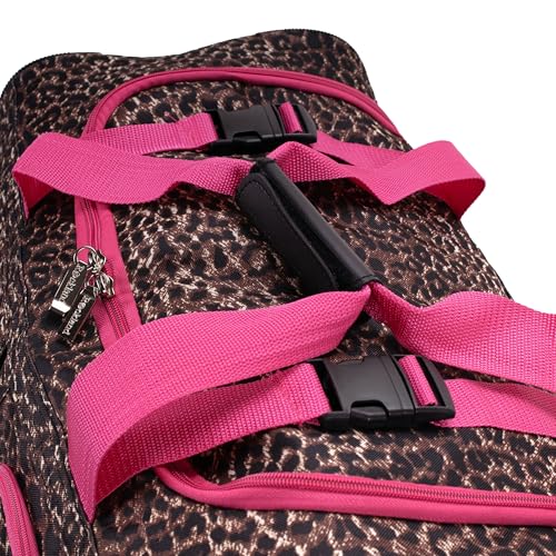 Rockland Rolling Duffel Bag, Black, 22" - color: Pink Leopard, size: 22"