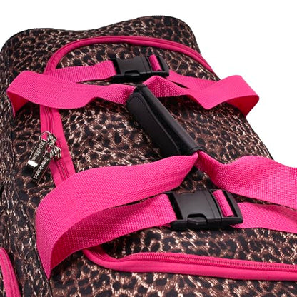Rockland Rolling Duffel Bag, Black, 22" - color: Pink Leopard, size: 22"