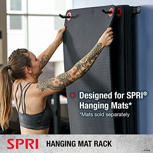SPRI Hanging Exercise Mats for Gyms, Closed-Cell Foam Yoga & Fitness Mats with Grommets, Thick Workout Mats for Studios & Group Fitness Classes, Wall Rack Mat Holder Storage, Black - style: Hanging Rack