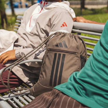 adidas Alliance Sackpack – Drawstring Backpack for Sports, Small Gym Bag - color: Khaki Six/Black/3