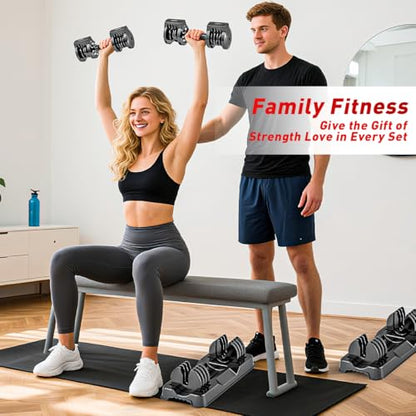Adjustable Dumbbell Set of 2, 110lbs/50lbs Free Weights Dumbbell Set, 5-in-1/10-in-1 Quick-Lock Hand Weights, 25lbs/55lbs Pair with Anti-Slip Texture Handle, Weight Set For Home Gym Suit both Men and Women - color: Black 25LB Set of 2（Round）5 in 1