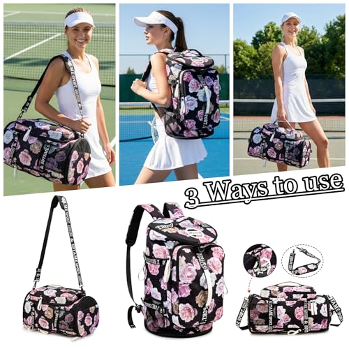 Gym Duffle Bag Backpack with Shoe Compartment,4 ways Travel Backpack for Women and Men,Multi-Functional Weekender bag with Waterproof Layer&Laptop Compartment for Fitness, Travel,Camping - color: Red
