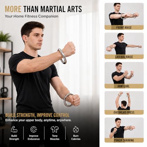 ZooBoo 2pcs Wing Chun Stainless Steel Training Rings (Pair) – Yeung Sau & Sticky Hand Strength Training for Wing Tsun, Siu Lum, and Kung Fu Practitioners - size: Diameter 7.5 CM (2.95 inches)