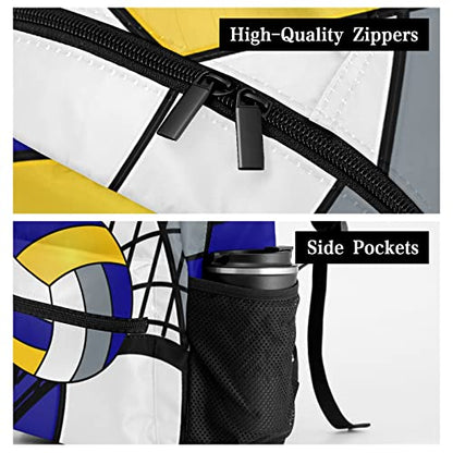 Custom Volleyball Blue Yellow White Personalized Causual Shoulder Bag Sports Leisure Camping Backpack for Women Men - color: Design 3