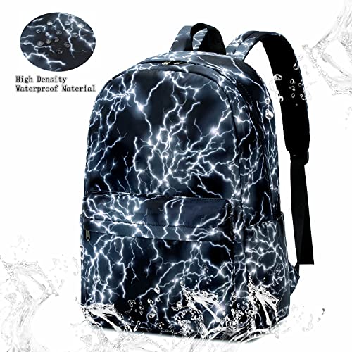 mezhsa Boy School Backpack Elementary Middle Lightning Bookbag Laptop Teenager Waterproof Lightweight Black - color: 2-black