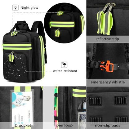 Gatycallaty First Aid Backpack - Medical Evacuation Bag - Red Emergency Lifeguard Bag for Ems Emt First Responders (Black) - color: Black