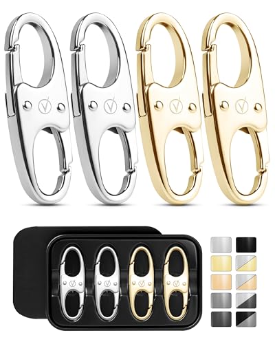 Vantamo Premium 4 Zipper Clips Anti Theft for Backpack, Luggage & Purse, Pull Replacement Zipper Locks, Purse Clip for Travel - color: Silver & Yellow Gold