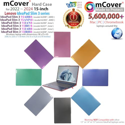 mCover Case Compatible ONLY for 2022-2024 15" Lenovo IdeaPad Slim 3 ｜ 3i 15ABR8 / 15AMN8 / 15IAH8 / 15IAN8 / 15IRH8 / 15IRU8 Windows Computers (NOT Fitting Any Other Lenovo Models)- Green - color: Green