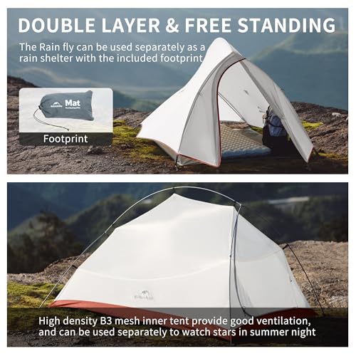 Naturehike Cloud Up 1 Person Tent, Lightweight Backpacking Tents for One Man, Waterproof Ultralight One Person Tent for Camping Hiking Backpacking - color: Gray