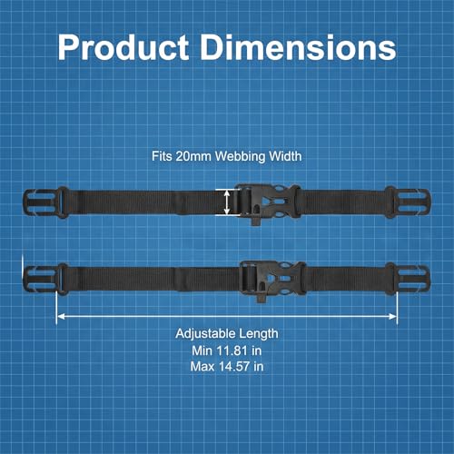 2Pcs Backpack Chest Strap Add On Adjustable Sternum Straps for Backpacks with 20MM Webbing Back Pack Harness Clip with Buckle for Hiking Travel Outdoor Use