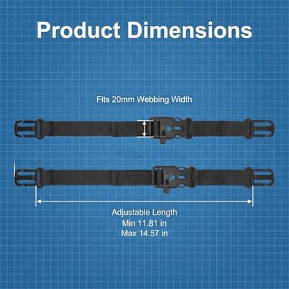 2Pcs Backpack Chest Strap Add On Adjustable Sternum Straps for Backpacks with 20MM Webbing Back Pack Harness Clip with Buckle for Hiking Travel Outdoor Use