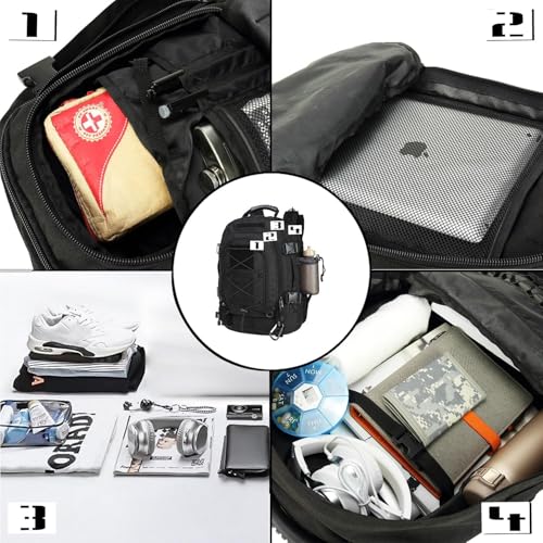 Expandable 40-64L Military Tactical Backpack 3 Day Bag Hiking Gym Sport Camping - color: Black