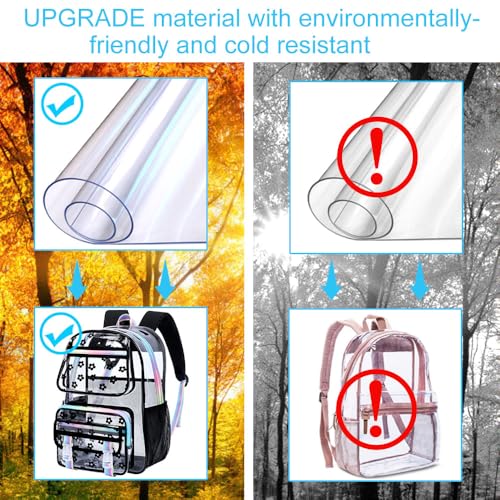 KLFVB Clear Bookbag Heavy Duty, 3PCS Girls See Through School Bag Set, Cute Transparent Backpack for Women - Plum Blossom Black - color: Plum Blossom Black Clear Backpack