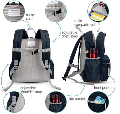 atgark Toddler Backpack for Boys 2-5: Preschool Kindergarten Backpack - 13" Daycare Backpack Fit A4 Folder - color: Dark Blue, style: Ages 2-5 (13" H Fit A4 Folder)