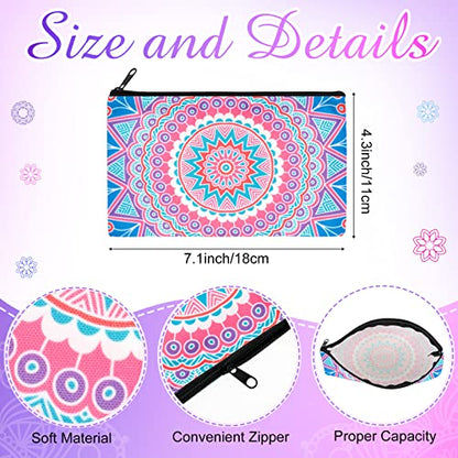 Reginary 20 Pcs Makeup Bags Gifts for Women Canvas Cosmetic Bags with Zipper Bulk Gift for Women Travel Purse Organizer Pouch Accessory, Toiletry Large Capacity, 7 x 4.3 Inch(Mandala) - style: Mandala