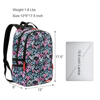 Graffiti Backpack, Designer Laptop Backpack for 15.6 Inch Work,Water Resistant Backpack Computer Bag,HeartBeat‌ - color: Heartbeat‌