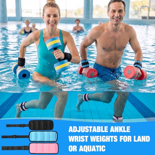 Arrowbash 3 Pairs Ankle Weights for Men Women 0.5lb/1lb/1.5lb Adjustable Swimming Ankle Wrist Weights Bands Set for Pool Aqua Cuffs Aerobics Fitness Jogging Walking Running Yoga - color: Pink Blue Black