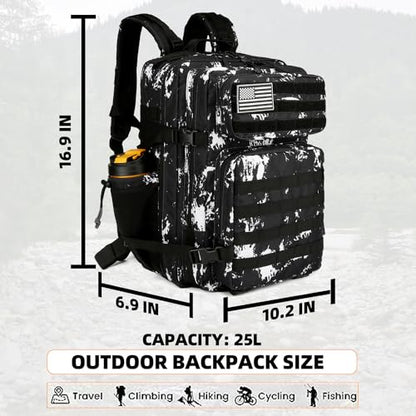 Lovelinks21 25L Tactical Backpack for Men and Women Military Backpack Small Assault Pack Molle Backpack Bug Out Bag Travel Rucksack Daypack (Black Lightning) - color: Black Lightning
