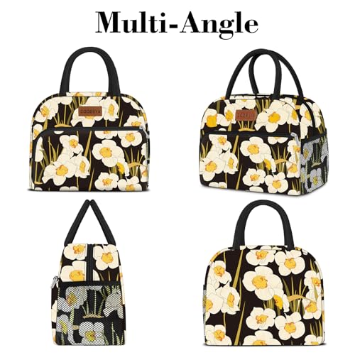 Coobiiya Lunch Bag Women, Daffodil Lunch Bag for Women Adult, Small Leakproof Cute Lunch Box Tote Large Capacity Reusable Insulated Cooler Lunch Container for Work/Office - color: Daffodil