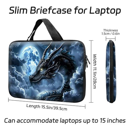 14 15 15.4 15.6 inch Laptop Handle Bag Computer Bag, Pouch Holder Notebook Sleeve Cover Soft Case Compatible for Dell,Lenovo,Toshiba HP, Asus Notebook-Blue Dragon - color: Blue Dragon