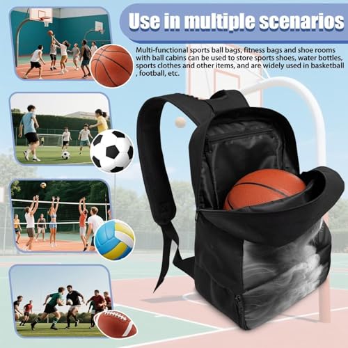 18.5in Basketball Backpack Basketball Bag with Shoe Compartment & Ball Holder, Waterproof Bag for Soccer Volleyball - color: Creative Realistic Kitten Print
