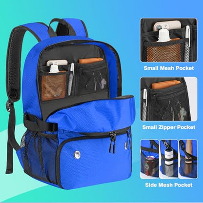 Soccer Backpack with Seperate Compartment, Water Resistant Sport Bags fit for Basketball, Volleyball, Football - color: Blue