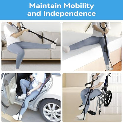 Long Leg Lifter, Leg Lifter Strap Rigid with Large Foot Loop, Legs Strap Lift for Get in and Out of Bed,Car,Wheelchair for Disables and Elderly，Foot Straps，Legs Aid Lift aids (25.5in-56in)