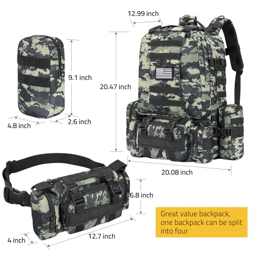 CVLIFE Tactical Backpack Military Army Rucksack for Men Women 60L Large Survival 3 Day Bug Out Pack Detachable Molle Bag (Shadowstand) - color: Shadowstand