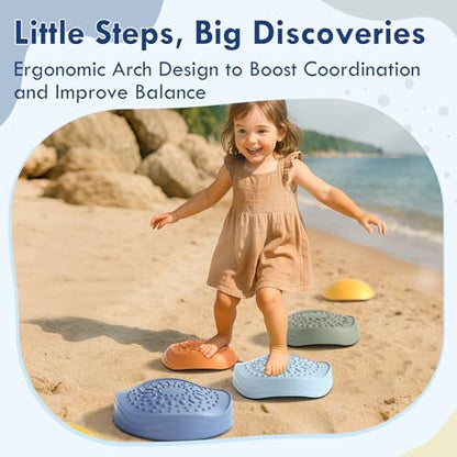 Lehoo Castle Stepping Stones for Kids, Non-Slip Toddler Stepping Stones, Indoor & Outdoor Sensory Toys for Toddlers 1-3, Balance Board Obstacle Course for Kids 3-5 - style: Classic