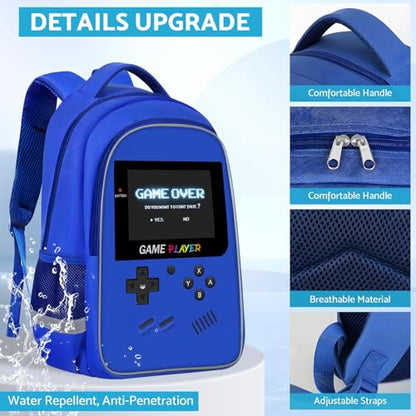 TILYTADLY School Backpack For Boys - Gamer Boys Backpack For Kids Children Teens Elementary Middle School - Ages 6-18，17″ - color: 2-blue-backpack Only