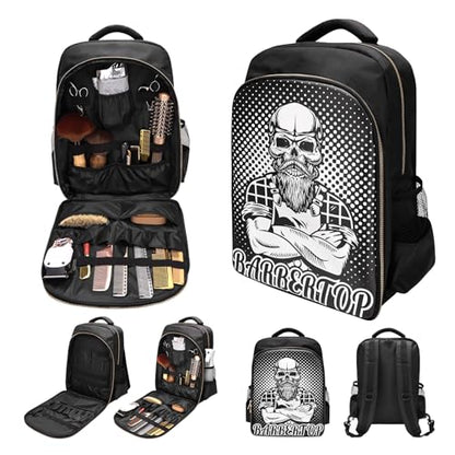 Barber Supplies Clippers Backpack for Hairdresser, with Barber Cape & Barber Brush, Large Travel Bag Zipper, Water Proof Barber Accessories of Professional Hair Cutting Tools Backpack - color: 3pcs White Set