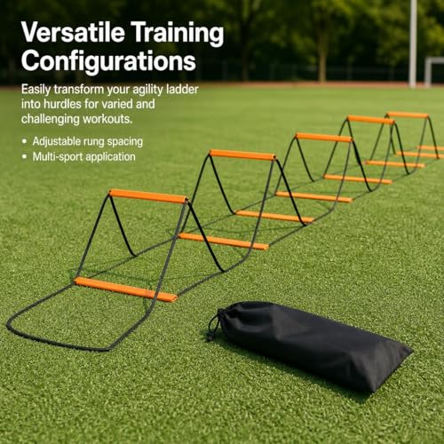 Kids Agility Ladder, Speed Ladder Training for Football & Soccer, 15ft Agility Speed Ladder with Storage Bag, Team Conditioning Equipment, Flitting Agility Ladder 8 Grid - style: Flitting Agility Ladder 8 Grid