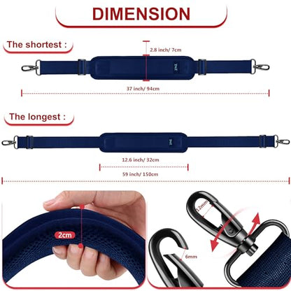 ZINMARK Shoulder Strap 59 inch, Extra-Thick Fixed Cushion Pad and Dual Clasps Universal Replacement Strap for Bags, Camera, Crossbody，Lawn mower -Blue - color: Blue