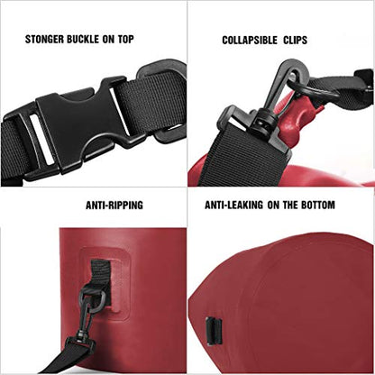 Unigear Dry Bag Waterproof, 2L/5L/10L/20L/30L/40L Floating and Lightweight Bags for Kayaking, Boating, Fishing, Swimming and Camping with Waterproof Phone Case - color: Red, size: 2L