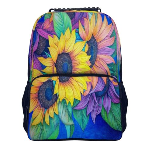Supdreamc Lightweight Daypack Backpack for Trekking Work Running, Big Capacity Multipurpose Anti-Theft Bookbag, Colorful Sunflower Business Computer Bag - color: Pattern 438