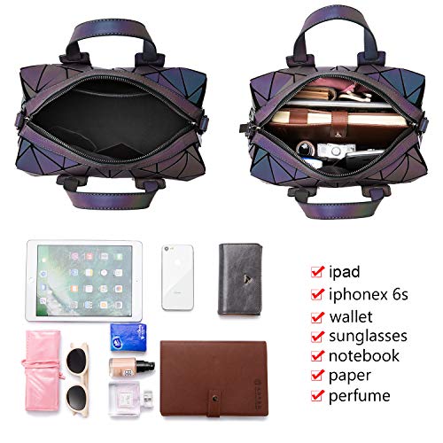 LOVEVOOK Geometric Luminous Purses and Handbags for Women Holographic Reflective Crossbody Bag Wallet - color: Boston Handbag