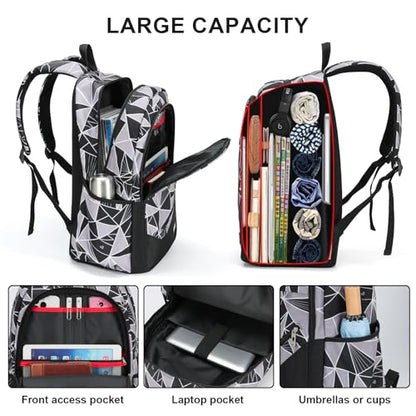 Boys' Large School Backpack, for 8-16 Years Old, Elementary - High School (Geometric black and gray, Large：19.5×7.2×13.25 inch) - color: Geometric Black and Gray