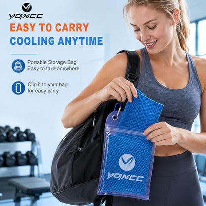YQXCC 4 Pack Cooling Towels (47"x12"), Ice Cool Neck Towel, Soft Breathable Microfiber for Yoga, Golf, Gym, Running, Camping & Hot Weather - color: Light Blue/Dark Blue/Rose Red/Green