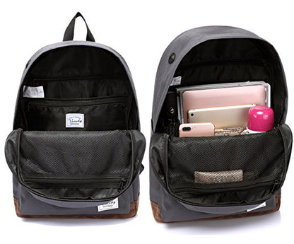 Backpack for Men Women,VASCHY Classic Water-resistant Lightweight Travel School Backpack Casual Daypack - color: Dark Gray